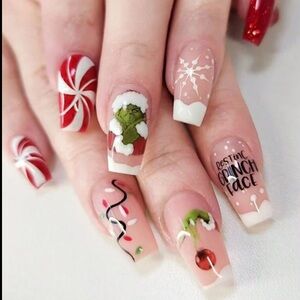 Christmas Grinch Press On Nails